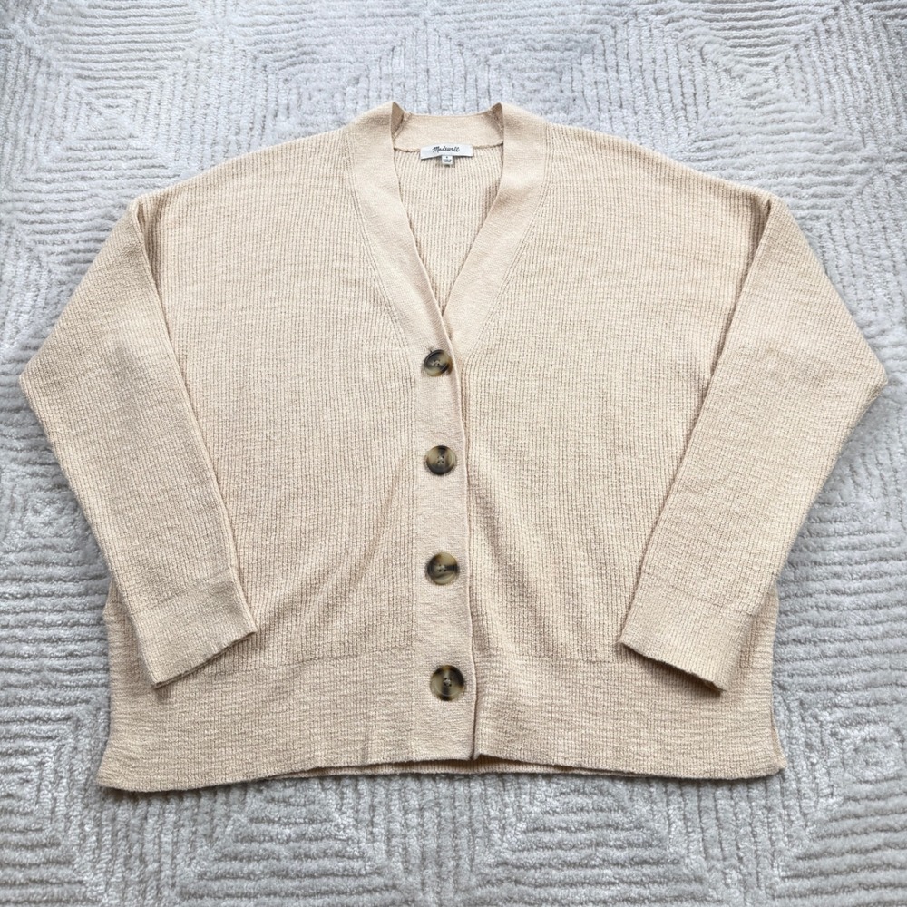 Madewell Cardigan Sweater Women's Small Beige Neutral Capsule Boho Earthy Preppy